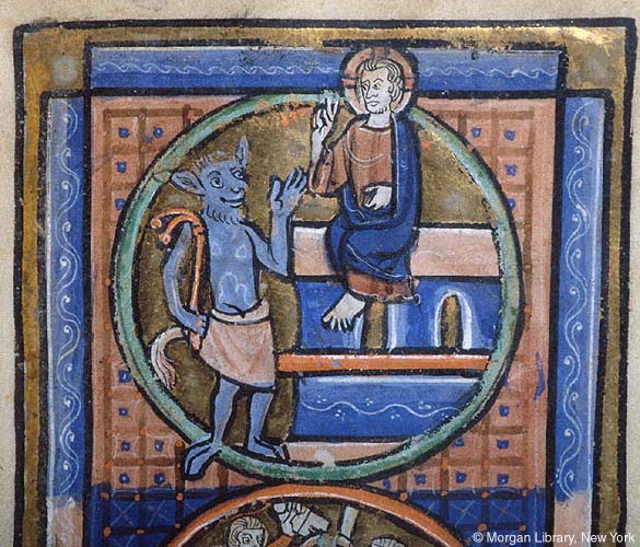 Синий демон из французской псалтыри XIII века (The Morgan Library and Museum, MS M.153 fol. 19r)