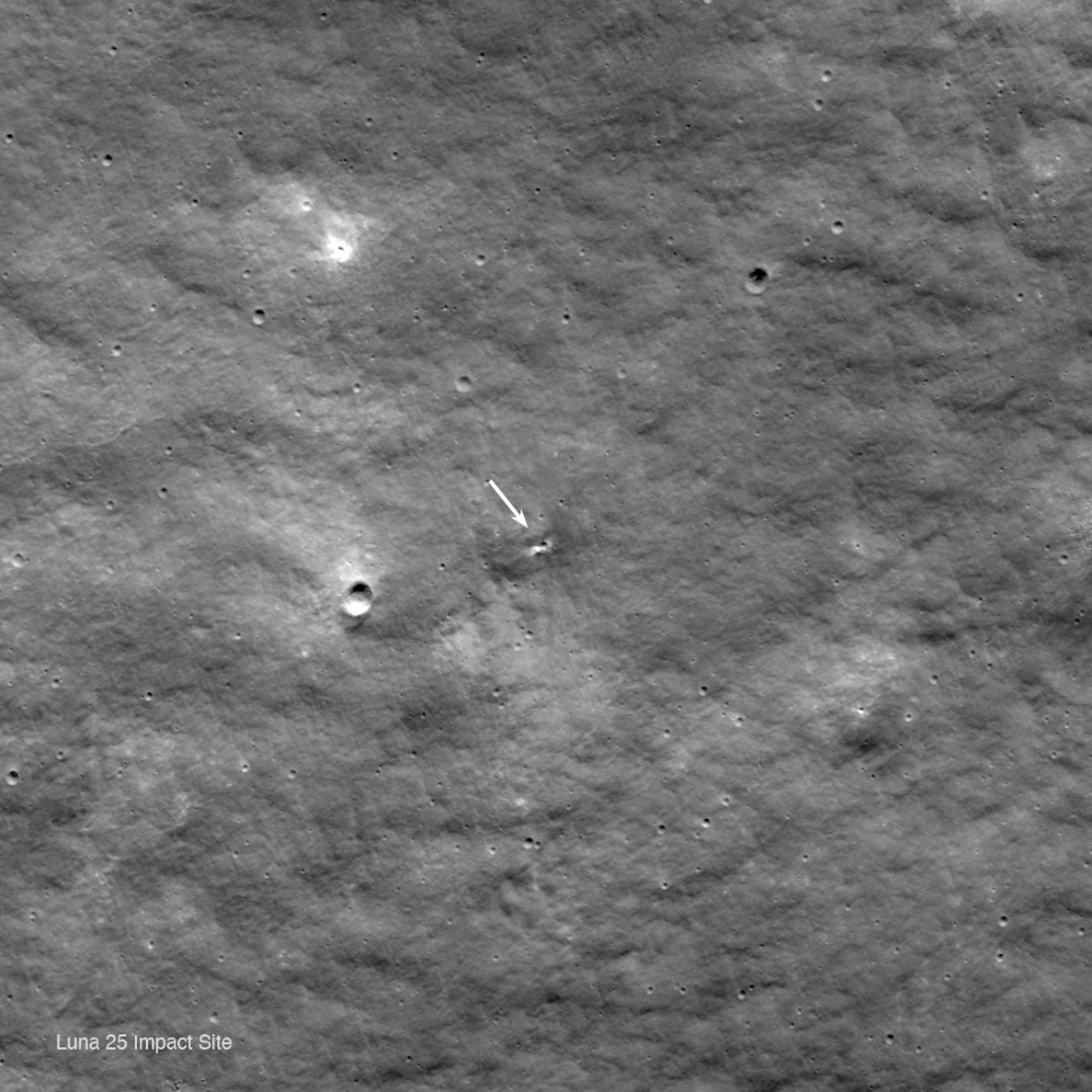 Фото места падения «Луны‑25» (NASA)