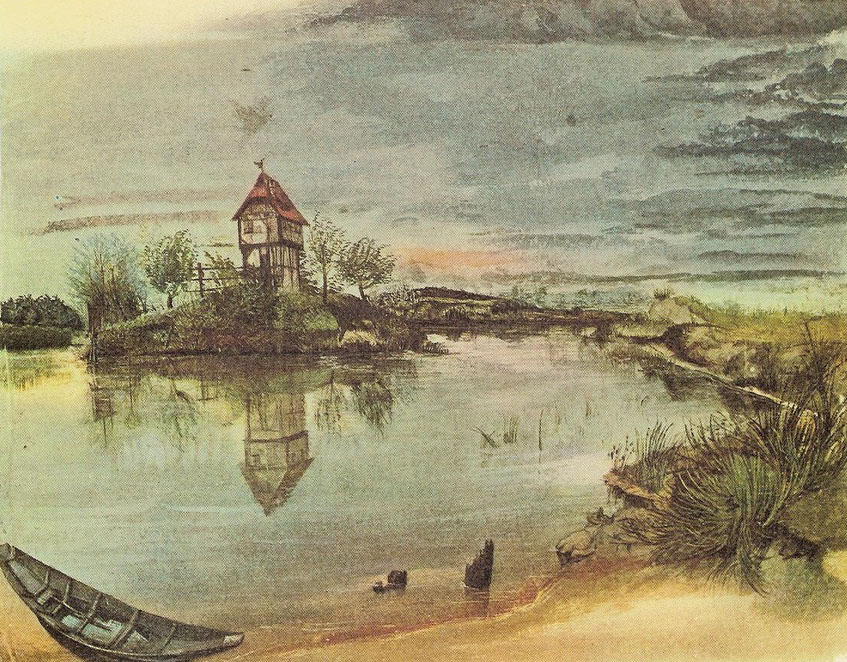 Дом у пруда. Гравюра Альбрехта Дюрера. 1497 год