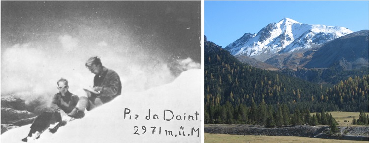 25 июля 1930 года Гамов подписывает статью на горной вершине Piz da Daint в Альпах Piz da Daint (Adrian Michael /«Википедия»)
