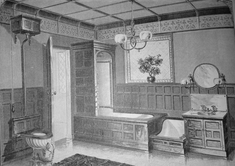 Старинная ванная комната, совмещенная с туалетом (XIX век)