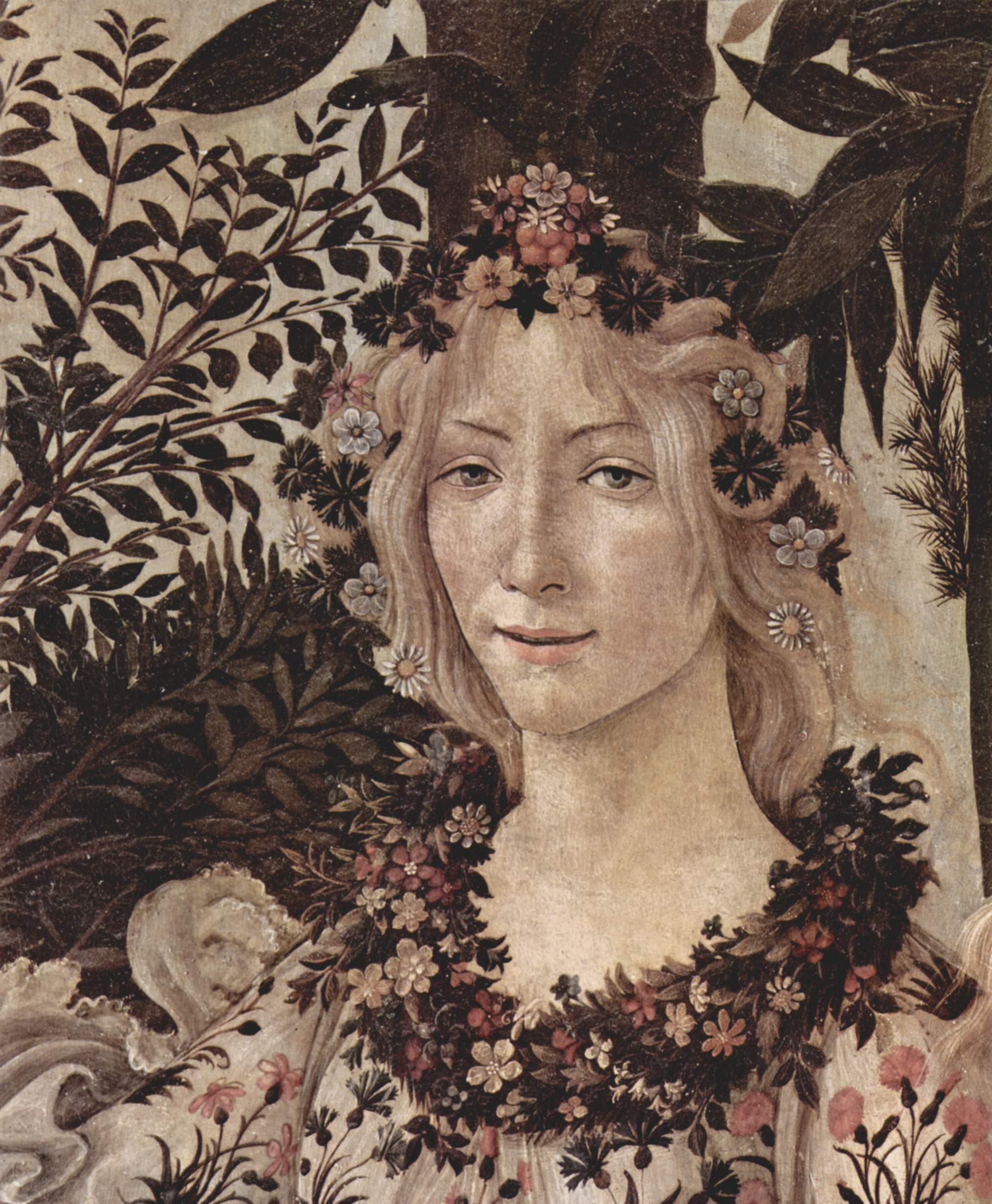 Сандро Боттичелли. Флора (фрагмент картины «Весна»). 1482 год