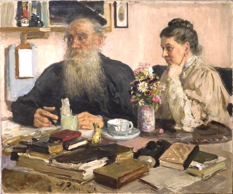 Илья Репин. Портрет Л.Н. Толстого и С.А. Толстой. 1907 год