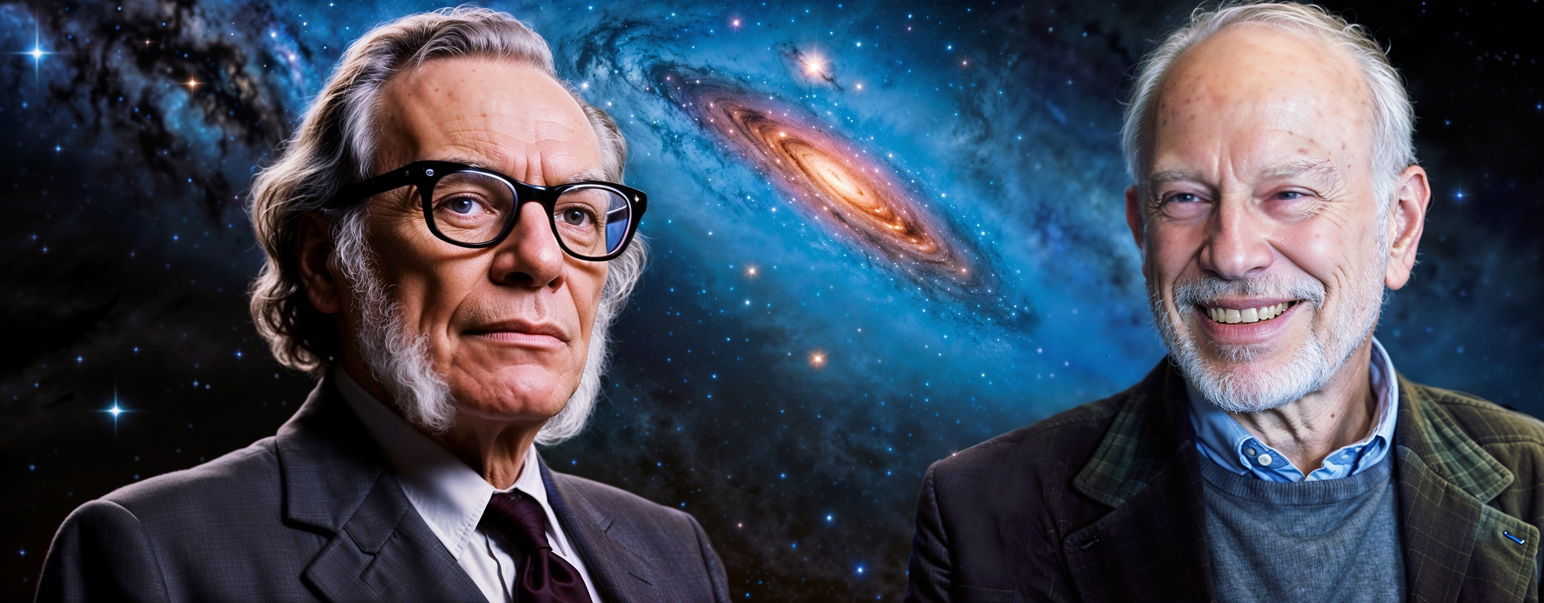 Isaac Asimov and Bryce DeWitt. Коллаж, Stable Diffusion