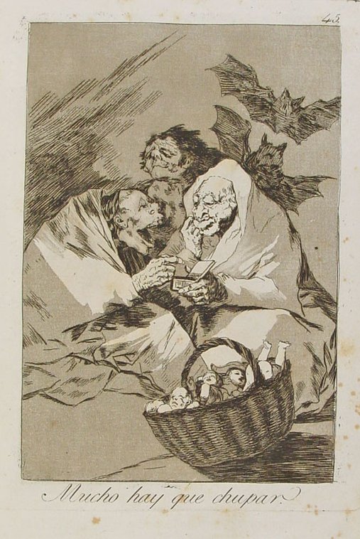 «Многое можно сосать». Офорт Франсиско Гойя, 1799 год