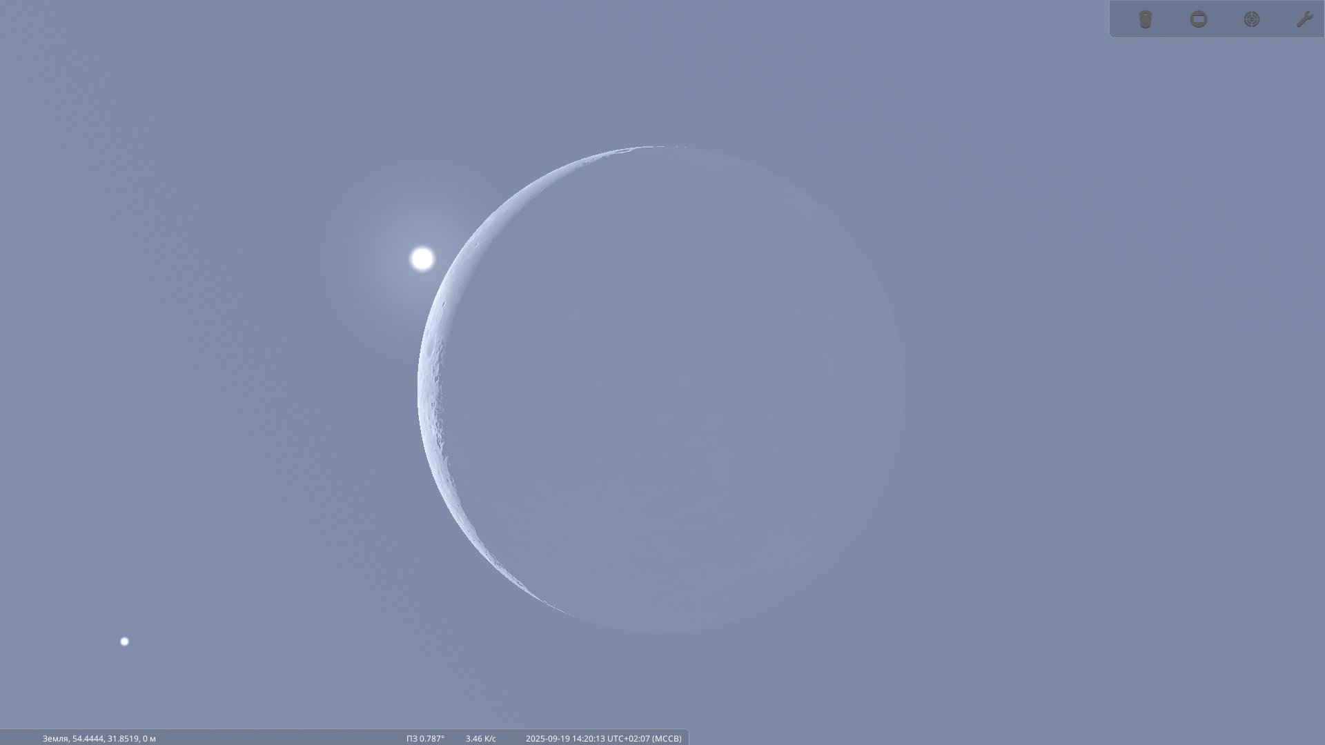 Покрытие Венеры Луной. Скриншот из планетария Stellarium