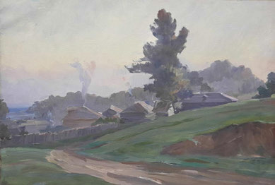 Л. С. Рабинович. Деревня Пущино. 1950 год