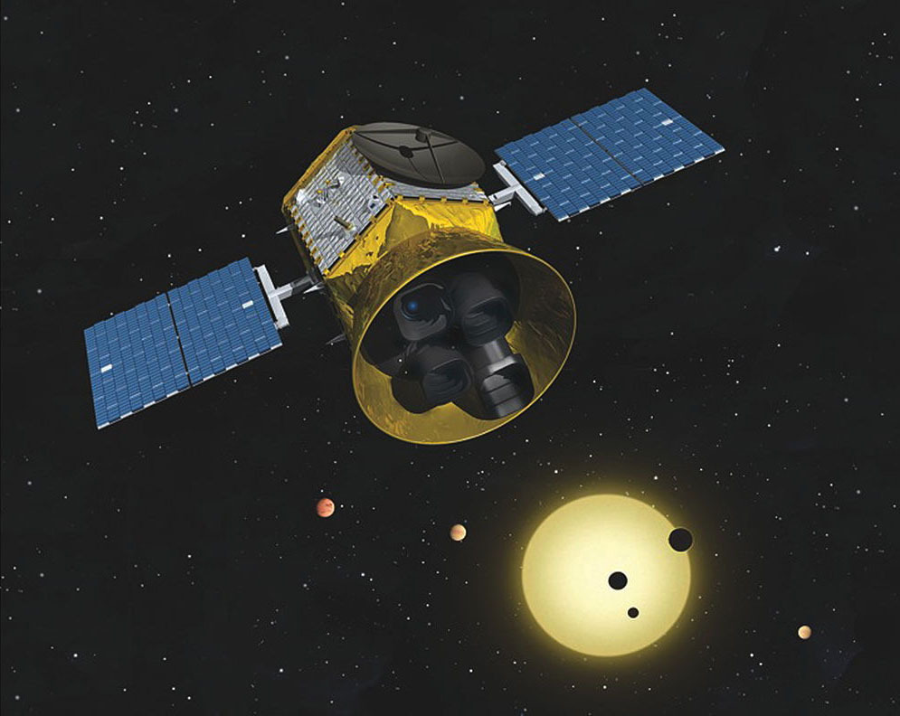 TESS (Transiting Exoplanet Survey Satellite) — космический телескоп, предназначенный для открытия экзопланет транзитным методом. Художественное изображение: NASA