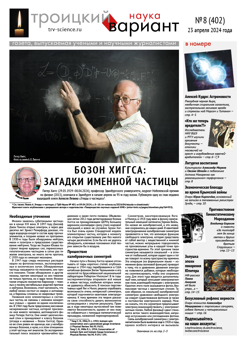 ТрВ № 8 (402) за 2024 г.: Бозон Хиггса: загадки именной частицы