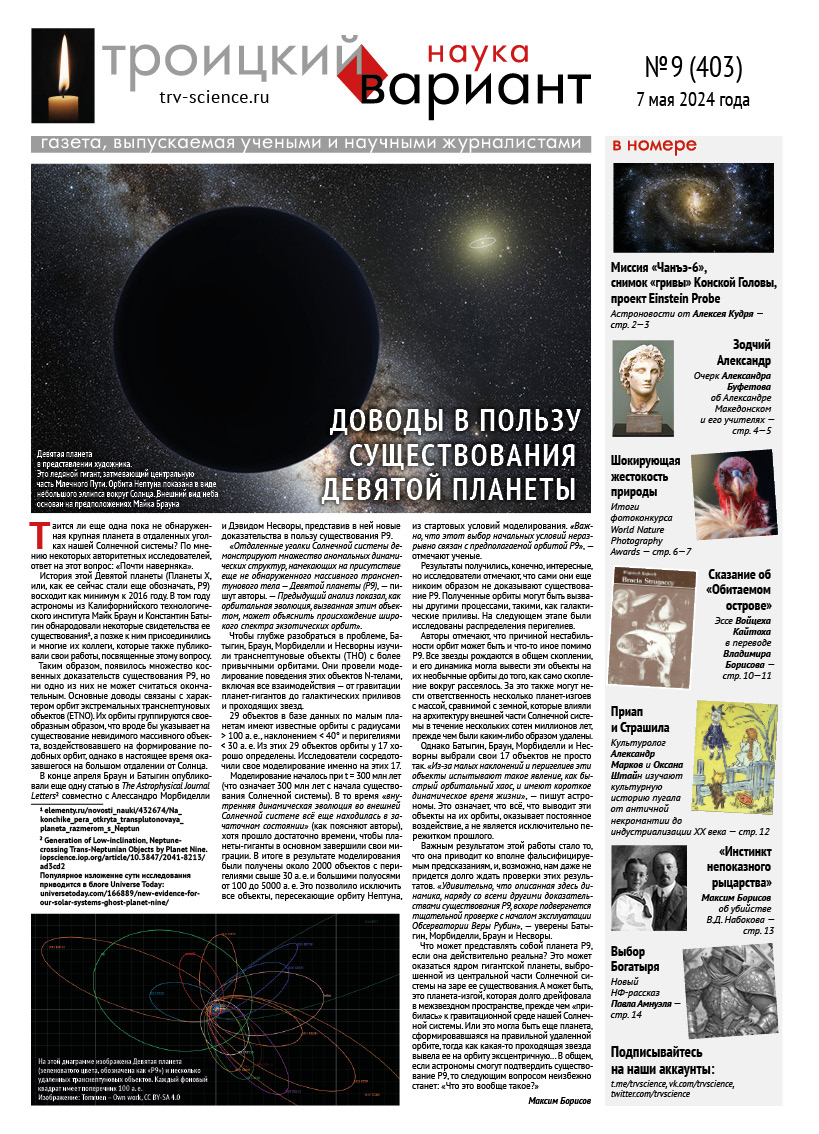 ТрВ № 9 (403) за 2024 г.: Доводы в пользу существования девятой планеты