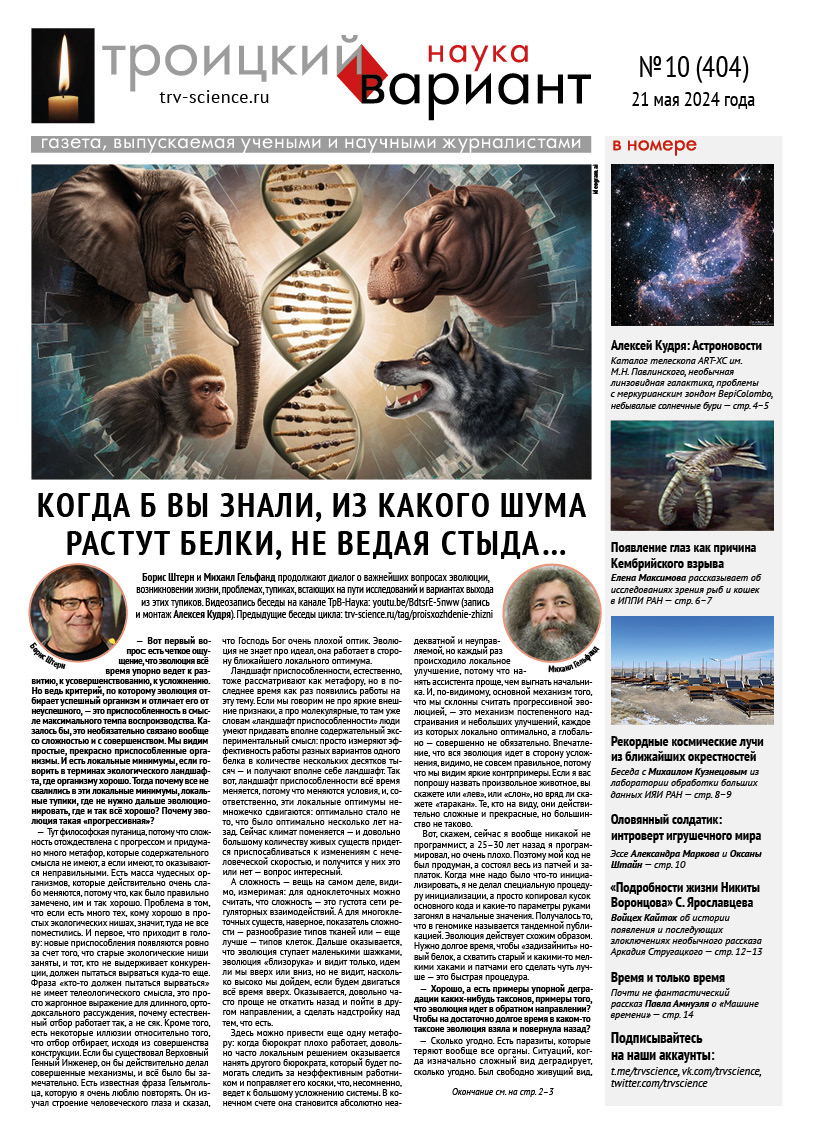 ТрВ № 10 (404) за 2024 г.: Когда б вы знали, из какого шума растут белки, не ведая стыда…