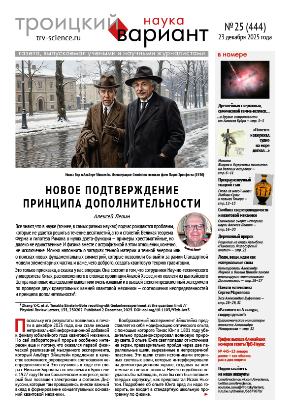 ТрВ № 25 (444) за 2025 г.: Новое подтверждение принципа дополнительности