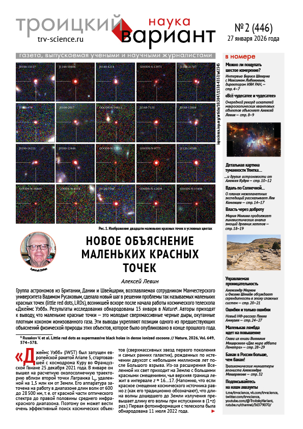 ТрВ № 2 (446) за 2026 г.: Новое объяснение маленьких красных точек