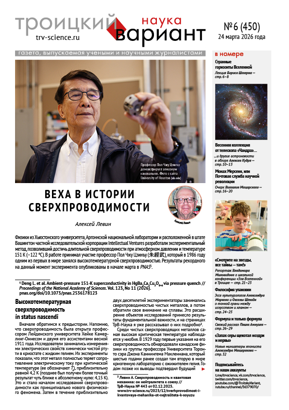 ТрВ № 6 (450) за 2026 г.: Веха в истории сверхпроводимости